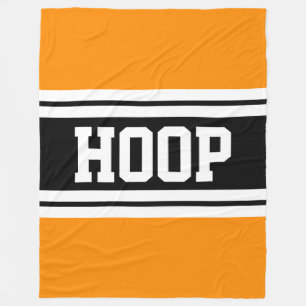 Manta Polar NARANJA brillante HOOP franjas de Carreras blanca 