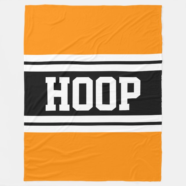 Manta Polar NARANJA brillante HOOP franjas de Carreras blanca  (Anverso)