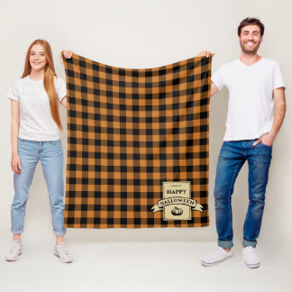 Manta Polar naranja búfalo plaid