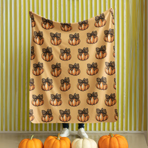 Manta Polar Naranja Coquette Autumeen Halloween Leopart Pumpki