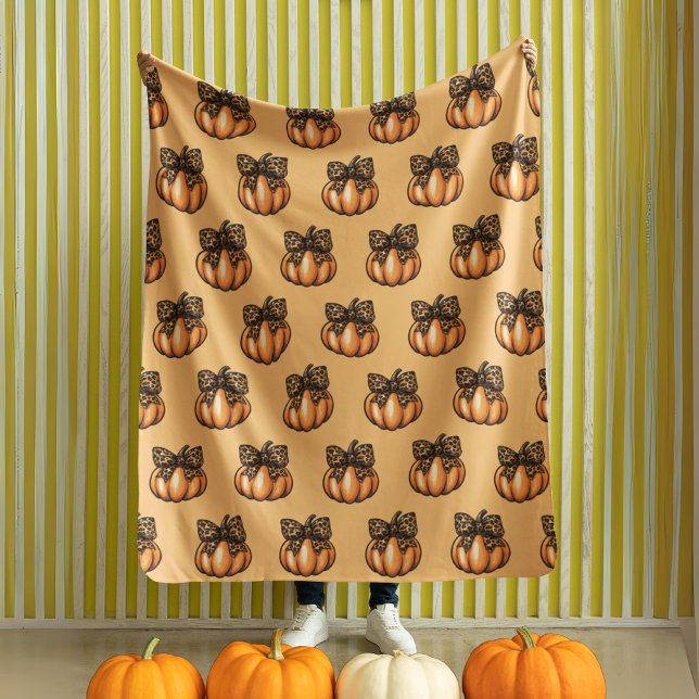Manta Polar Naranja Coquette Autumeen Halloween Leopart Pumpki (Orange Coquette Autumn Halloween Leopart Pumpkin Fleece Blanket)