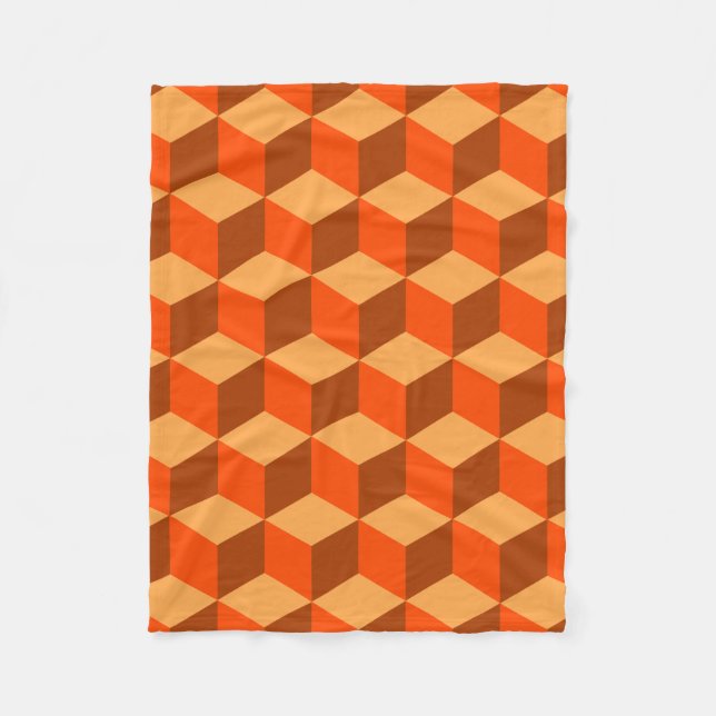 Manta Polar Naranja Cubes (Anverso)
