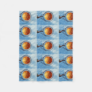 Manta Polar Naranja De Baloncesto Y Hoop,