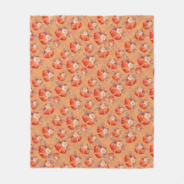 Manta Polar Naranja de calabaza otoño plaid floral otoño otoño