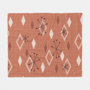 Manta Polar Naranja de Diamantes Modernos del Siglo Medio