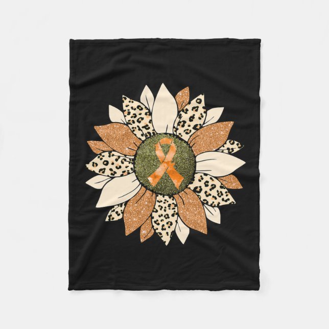 Manta Polar Naranja de girasol crita conciencia sobre las muje (Anverso)