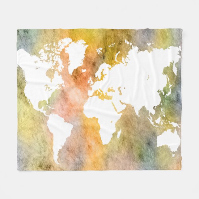 Manta Polar Naranja de mapas del mundo del diseño 63 (Frente (Horizontal))