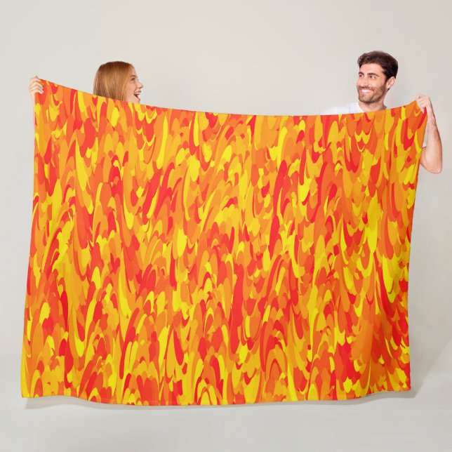Manta Polar Naranja del patrón abstracto amarillo rojo (In situ)
