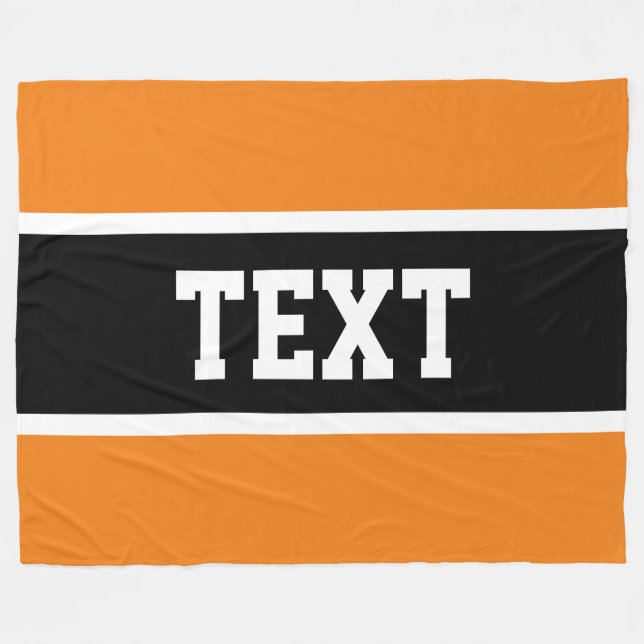Manta Polar Naranja deportivo Black White Stripes Textos (Frente (Horizontal))