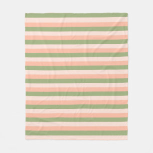 Manta Polar Naranja elegante de diseño rosa verde rayado plant