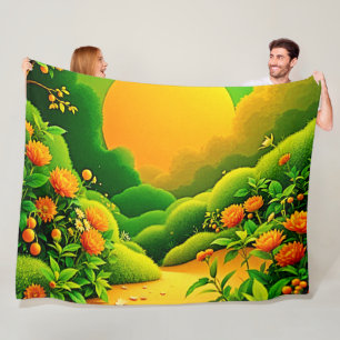 Manta Polar Naranja exuberante Arte Jardín