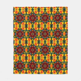 Manta Polar Naranja Floral