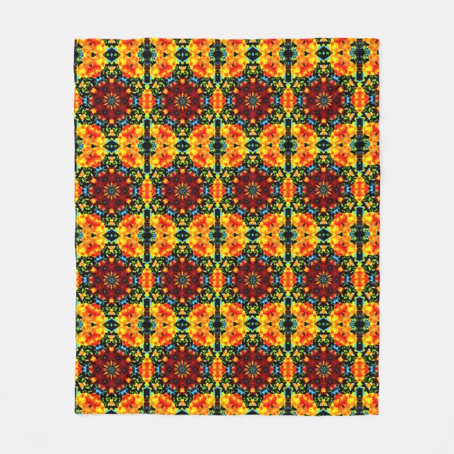 Manta Polar Naranja Floral (Anverso)