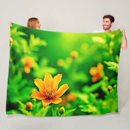 Manta Polar Naranja Flower Bokeh Sunny