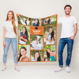 Manta Polar Naranja Graduado Collage de fotos Personalizado Gr