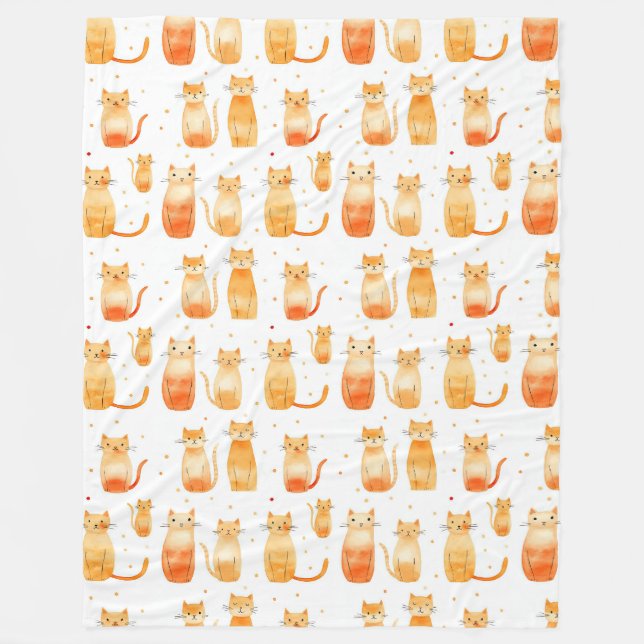 Manta Polar Naranja Kitty Cats (Anverso)