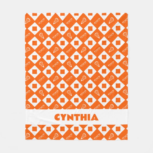 Manta Polar Naranja Lacrosse Argyle Pattern Fleece Blanket (Anverso)