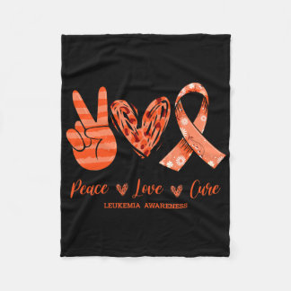 Manta Polar Naranja Leopard Peace Love Cure Leukemia Sensibili