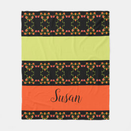 Manta Polar Naranja Lime Verde Y Negro