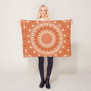Manta Polar Naranja mandala.