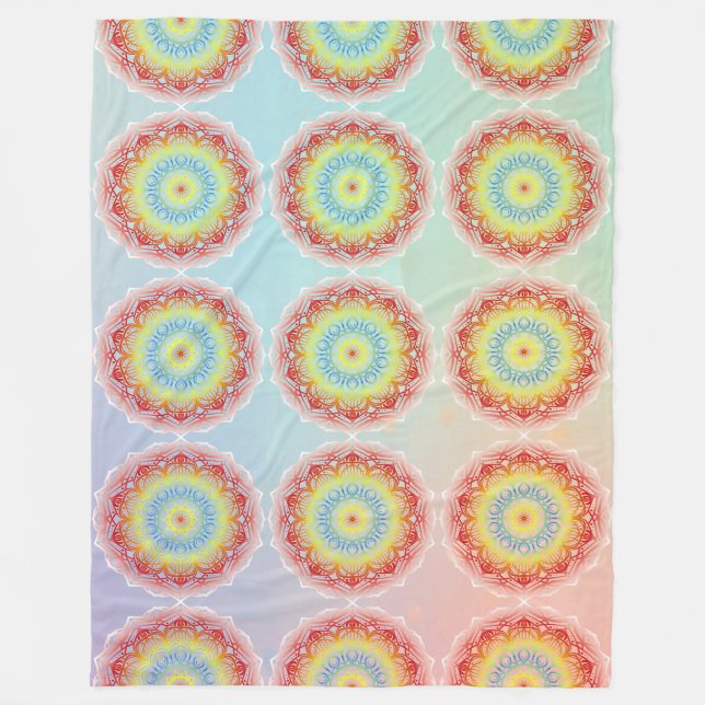 Manta Polar Naranja mandala (Anverso)