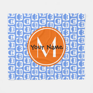 Manta Polar Naranja Monograma Nombre personalizado Lechuzas az