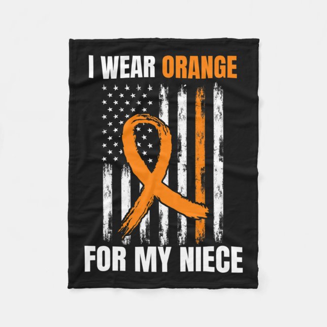 Manta Polar Naranja Niece Leucemia Productos de Concienciación (Anverso)