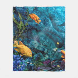 MANTA POLAR NARANJA PESCADO AZUL OCEAN FLEECE BLANKET