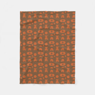 Manta Polar Naranja Quemada y Marrón Cacao Abstracto Geométric