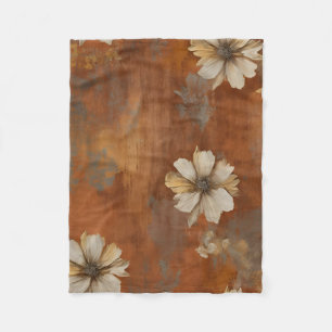 Manta Polar Naranja quemado Beige Gray Granja floral pequeña