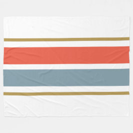 Manta Polar Naranja Retro Luminoso Tiras De Carreras En Blanco