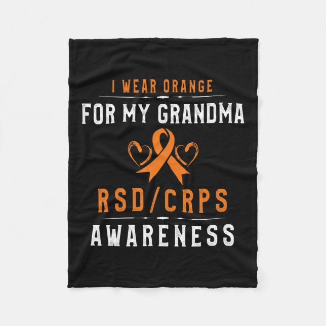 Manta Polar Naranja Ribbon Conciencia Crpsrsd Para Abuela De S (Anverso)