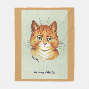 Manta Polar Naranja rojo y gato blanco, Louis Wain