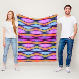 Manta Polar Naranja, rosa, púrpura y azul Chevron