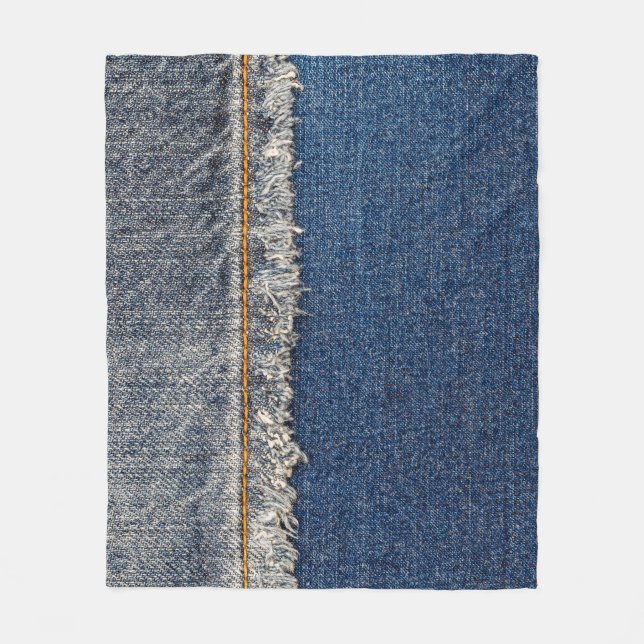 Manta Polar Naranja Stitch, Parche De Doble Denim. (Anverso)