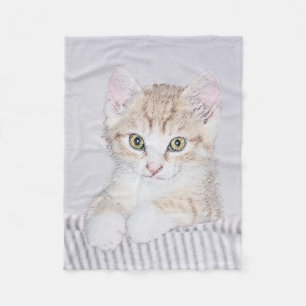 Manta Polar Naranja Tabby Kitten Pintura - Arte Gato Original