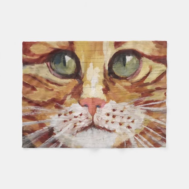 Manta Polar Naranja Tabby Pintura Detalle Fleece Blanket (Frente (Horizontal))