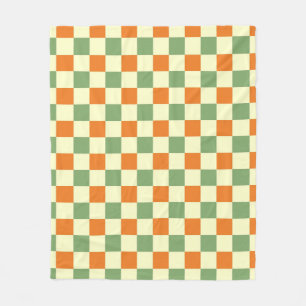 Manta Polar Naranja Verde Brown Checkered Gingham Pattern