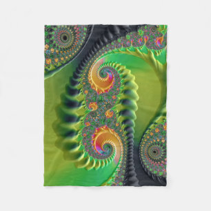 Manta Polar Naranja verde espiral arte fractal fino