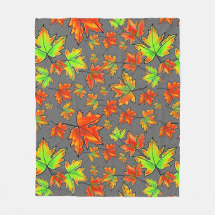 Manta Polar Naranja verde rojo otoño hojas de arce