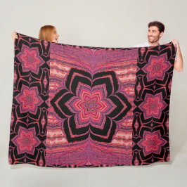 Manta Polar Naranja y Lotus rosado en negro