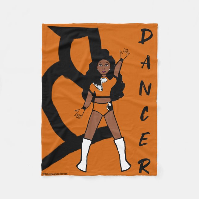 Manta Polar Naranja y negro de bailarina Fleece Blanket (Anverso)