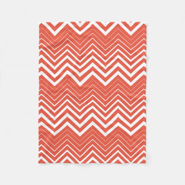 Manta Polar Naranja Y Zigzag Chevron Blanco (Anverso)