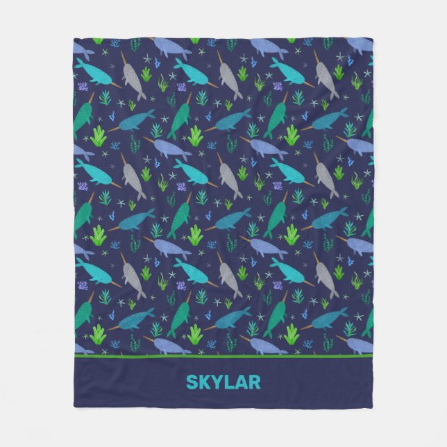 Manta Polar Naranjas De Acuarela Bajo Los Niños De Oro Del Mar (Anverso)