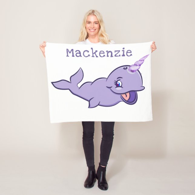 Manta Polar Narwhal Purple | Personalizado Lilac Magical Sea U (In situ)