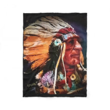 Native American Chief Fleece Blanket
