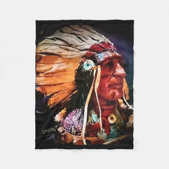 Manta Polar Native American Chief Fleece Blanket (Anverso)