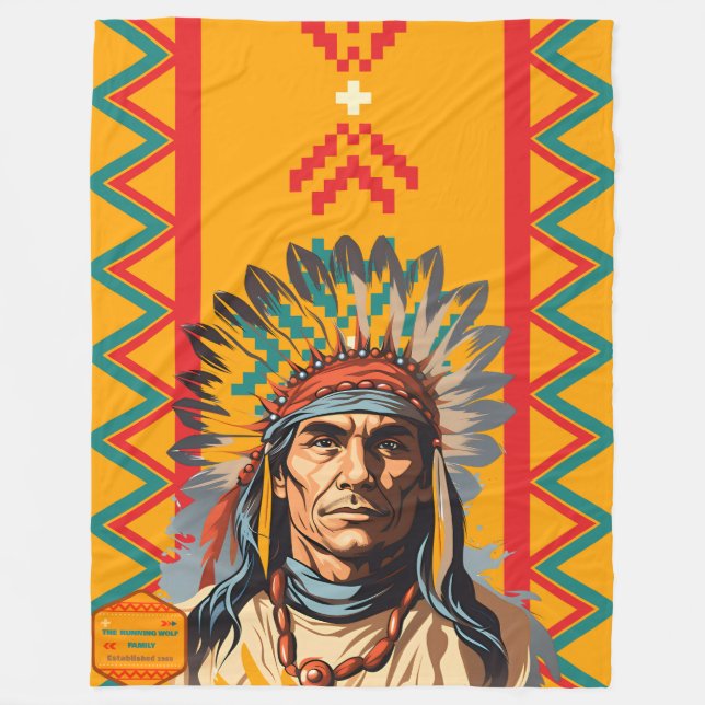 Manta Polar  Native American Tribal Custom Family Name Blanket (Anverso)