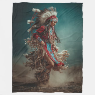 Manta Polar Native American Woman Throw Blanket