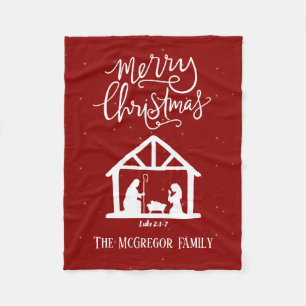 Manta Polar Natividad personalizada Navidades rojos nombre de